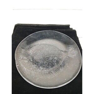Kosta Boda Sweden Party Marine Flounder Fish 10" Dinner Plates Set of 2